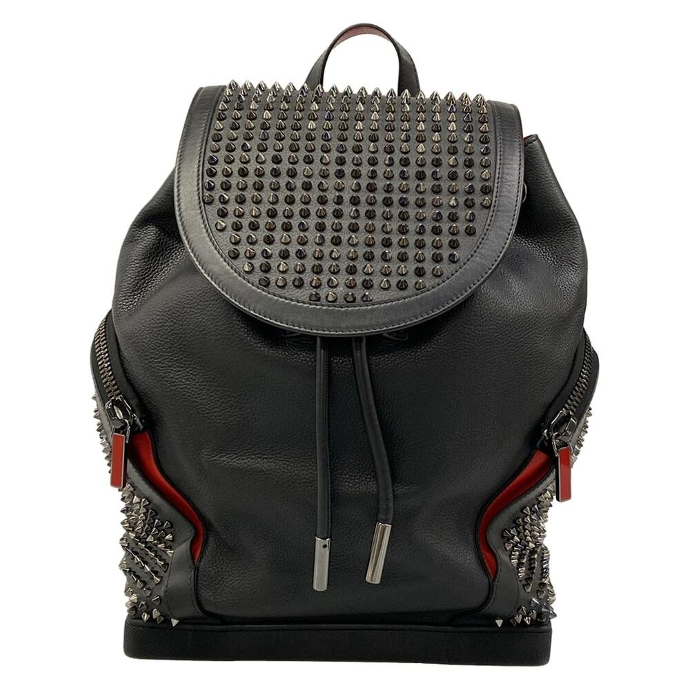 Christian Louboutin Explorafunk Backpack Backpack Black Red Calf Leather Rubber
